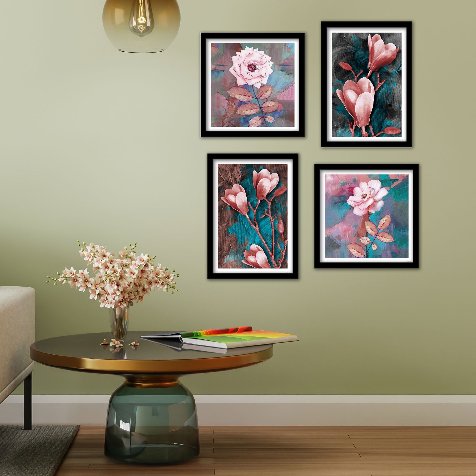 Tulips Flower Decorative Wall Frames Set of Four