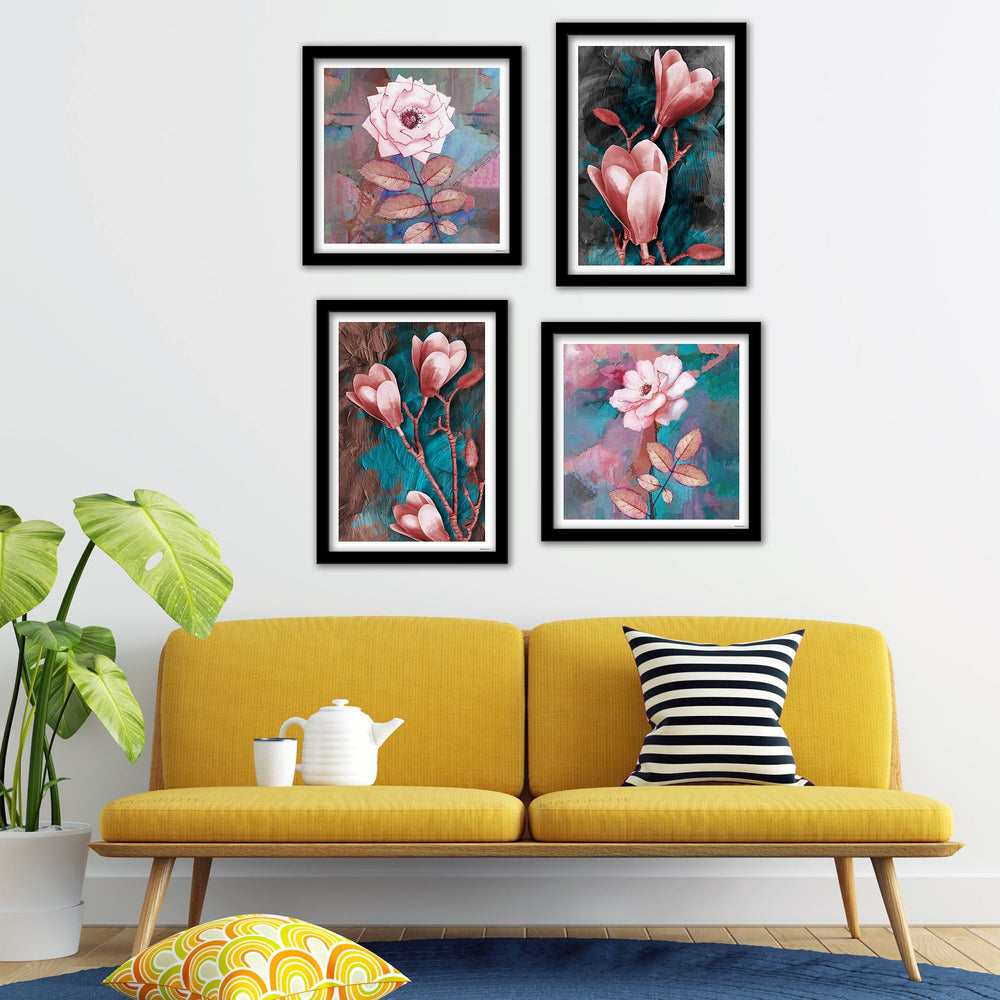 Tulips Flower Decorative Wall Frames Set of Four