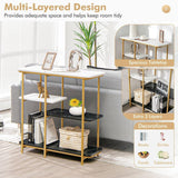 Two Different Colored Surfaces Four - Tier White & Black Marble Gold Console Table - Decor Smart