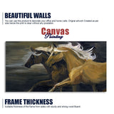 Two Horses Running in Dark Canvas Wall Painting - Decor Smart