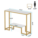 Two - Tier White Marble Gold Console Table - Decor Smart
