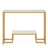 Two - Tier White Marble Gold Console Table - Decor Smart