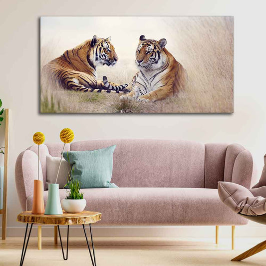 Two Tigers in Forest Premium Canvas Wall Hanging - Decor Smart