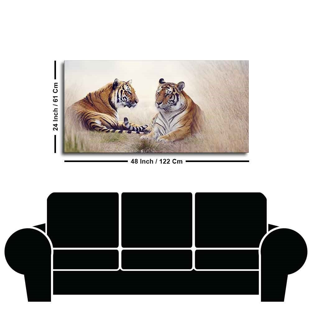 Two Tigers in Forest Premium Canvas Wall Hanging - Decor Smart