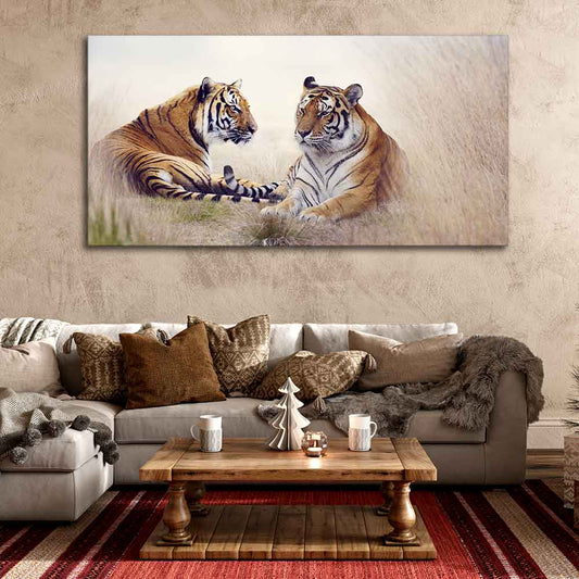 Two Tigers in Forest Premium Canvas Wall Hanging - Decor Smart