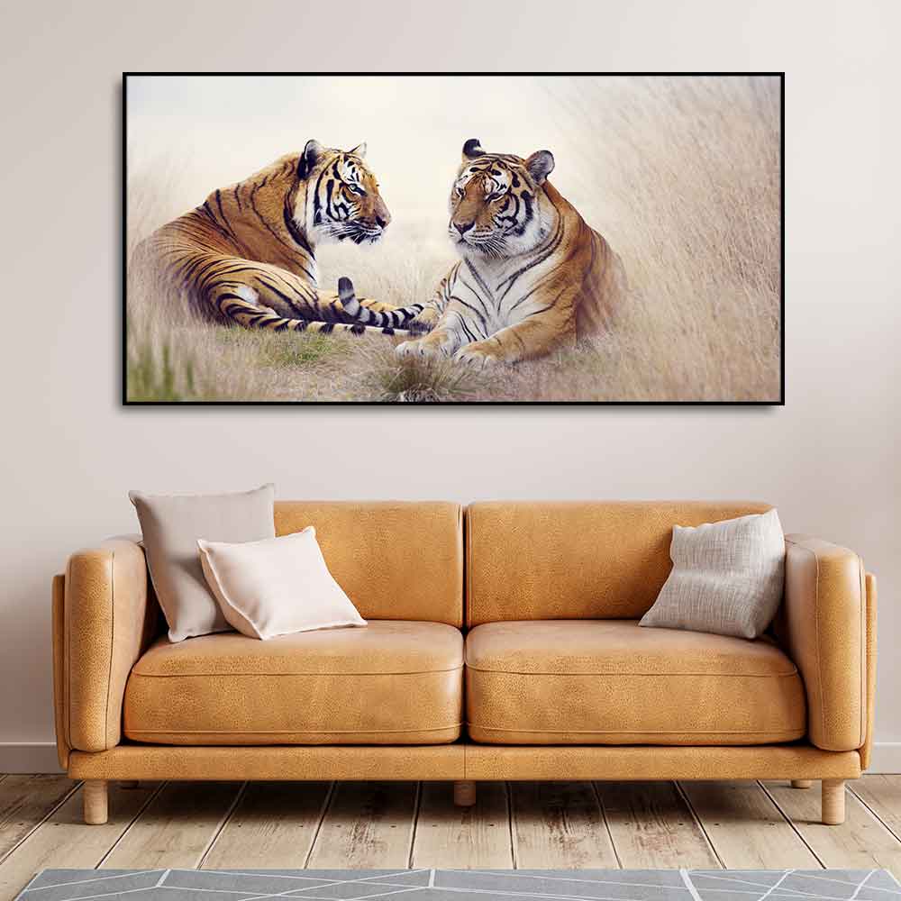 Two Tigers in Forest Premium Canvas Wall Hanging - Decor Smart