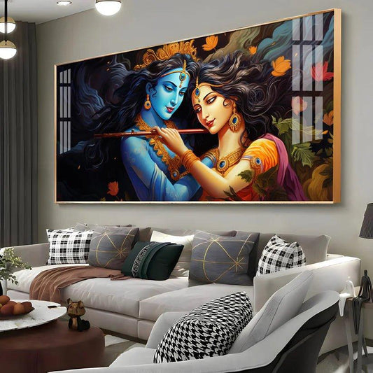 Unique Bond Of Radha Krishna Premium Acrylic Floating Wall Painting - Decor Smart