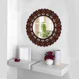 Unique Creation Round Shape Design Wood Wall Mirror - Decor Smart