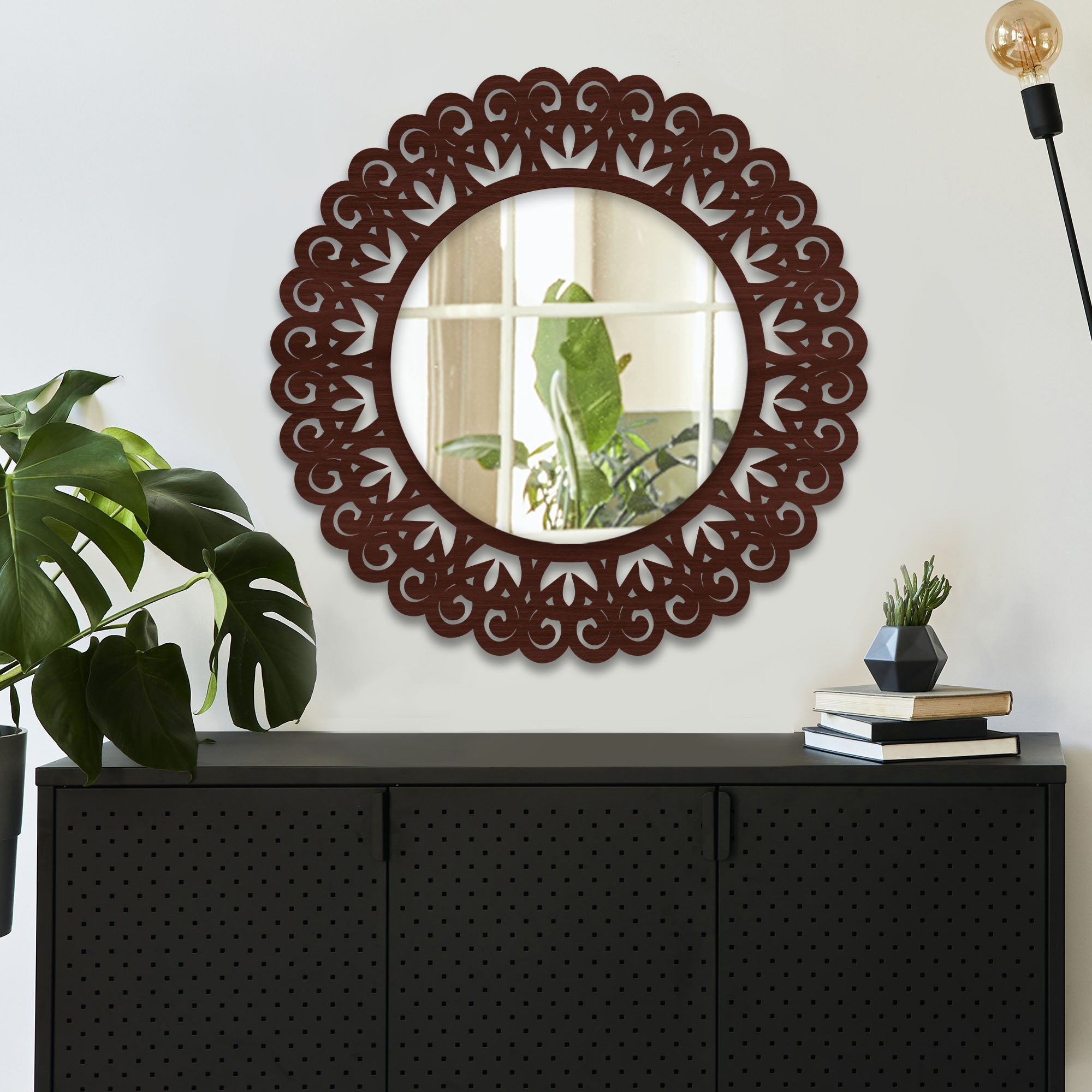 Unique Creation Round Shape Design Wood Wall Mirror - Decor Smart