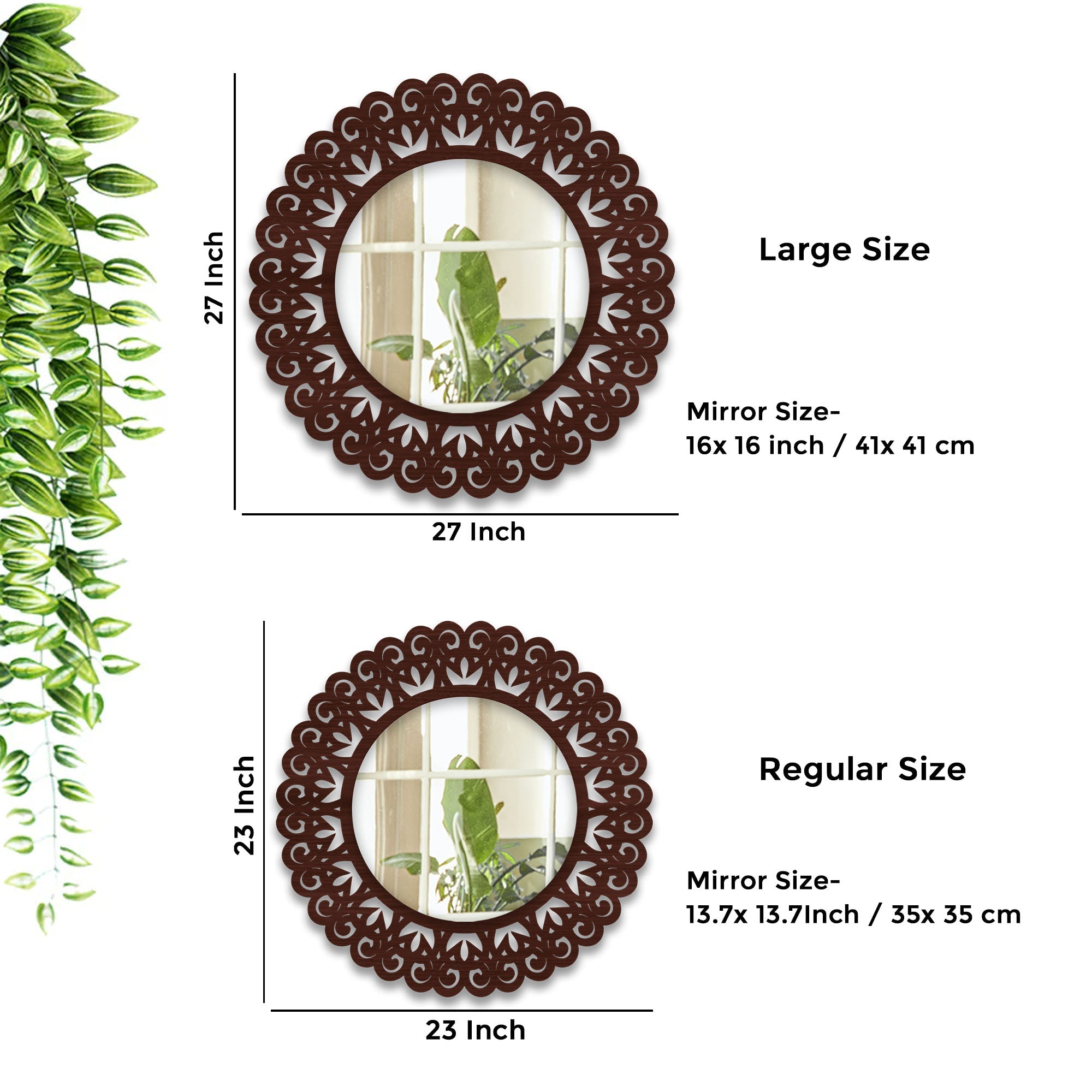 Unique Creation Round Shape Design Wood Wall Mirror - Decor Smart