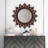 Unique Creation Round Shape Design Wooden Wall Mirror - Decor Smart