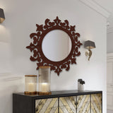 Unique Creation Round Shape Design Wooden Wall Mirror - Decor Smart