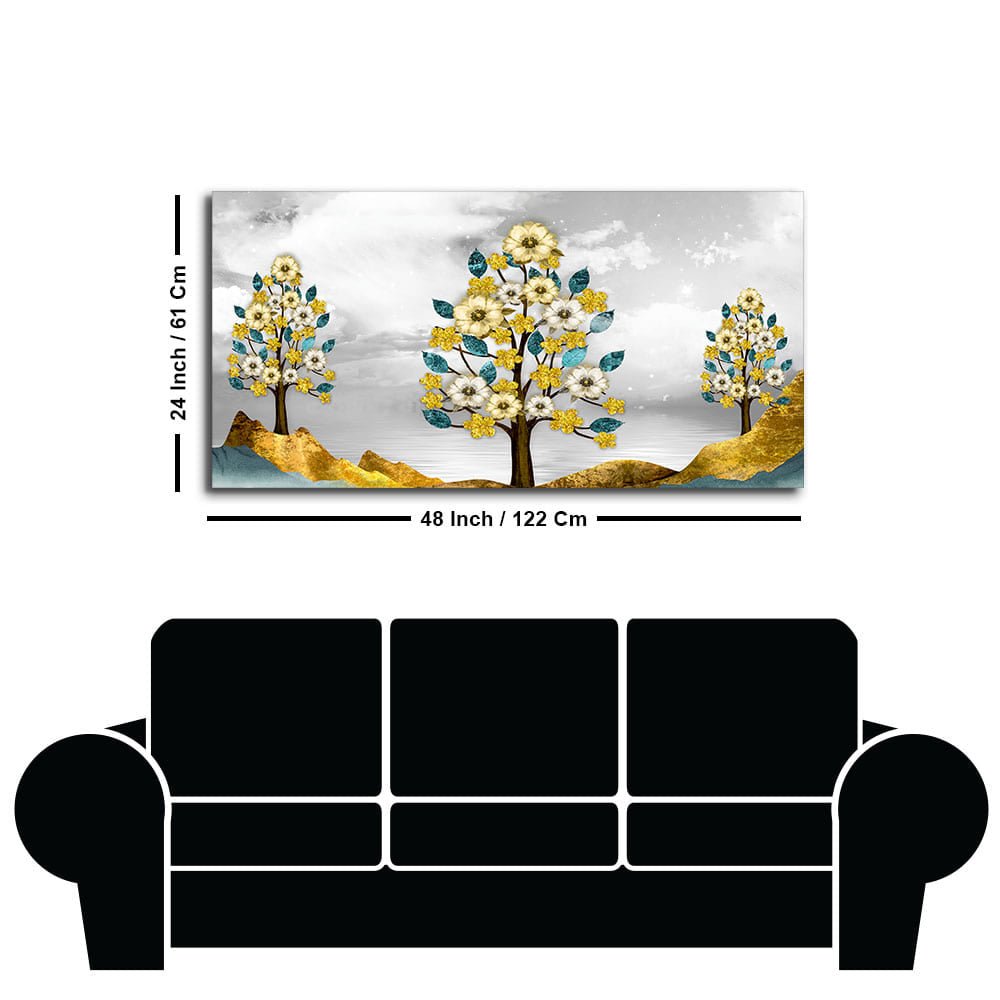 Unique Golden Trees Canvas Wall Painting - Decor Smart