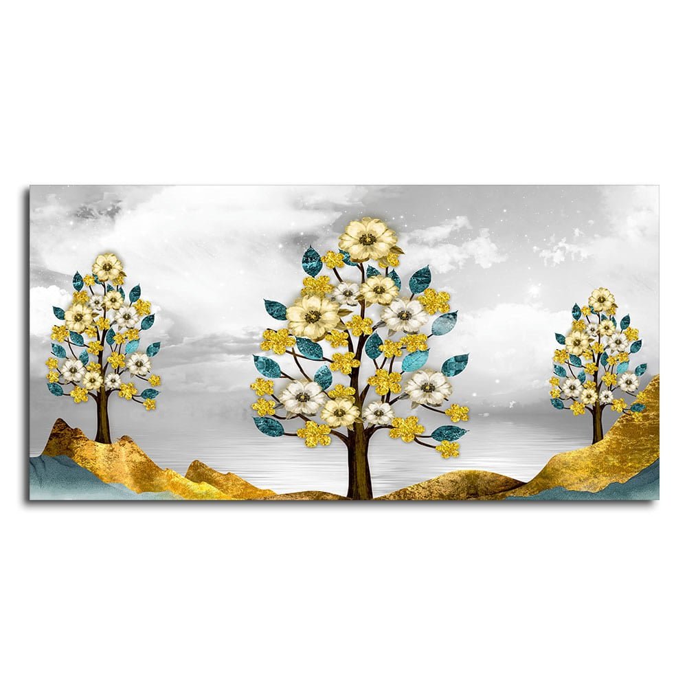 Unique Golden Trees Canvas Wall Painting - Decor Smart