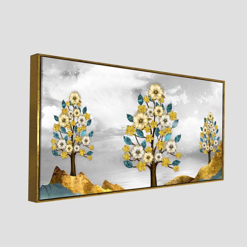 Unique Golden Trees Canvas Wall Painting - Decor Smart