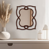 Unique Mirror Shapes Brown Wooden Wall Mirror - Decor Smart