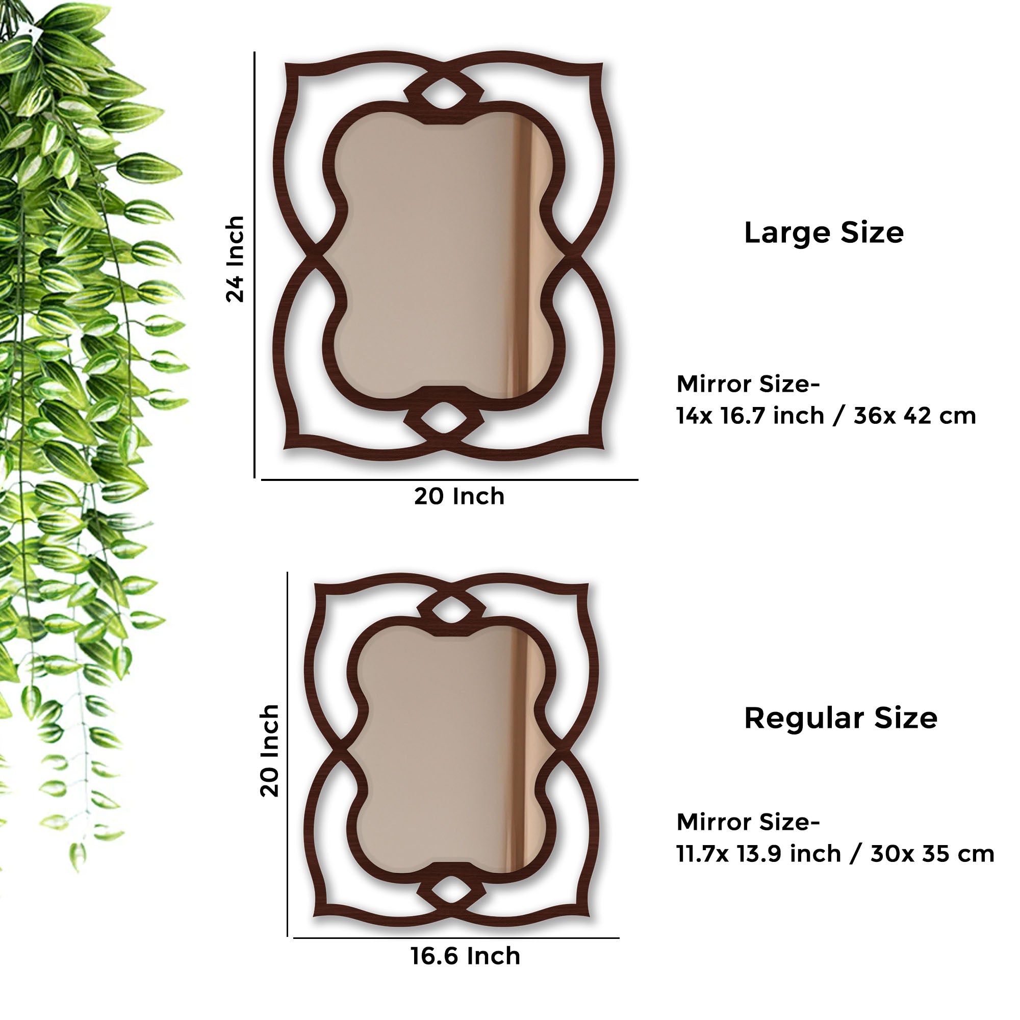 Unique Mirror Shapes Brown Wooden Wall Mirror - Decor Smart