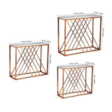 Unique Pattern Console Table with Copper Metal Finish - Decor Smart