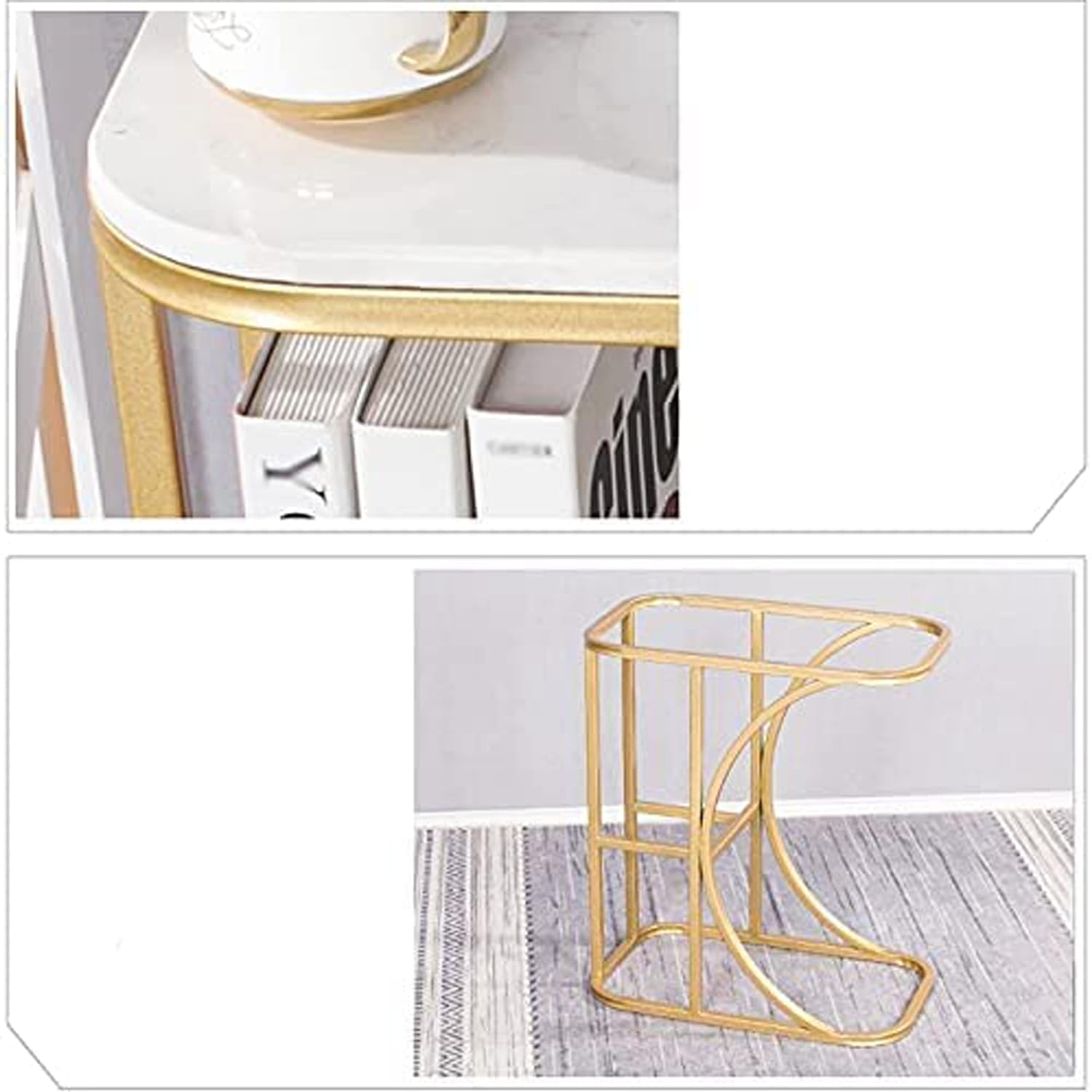 Unique Pattern Designer Side Table with Golden Finish - Decor Smart