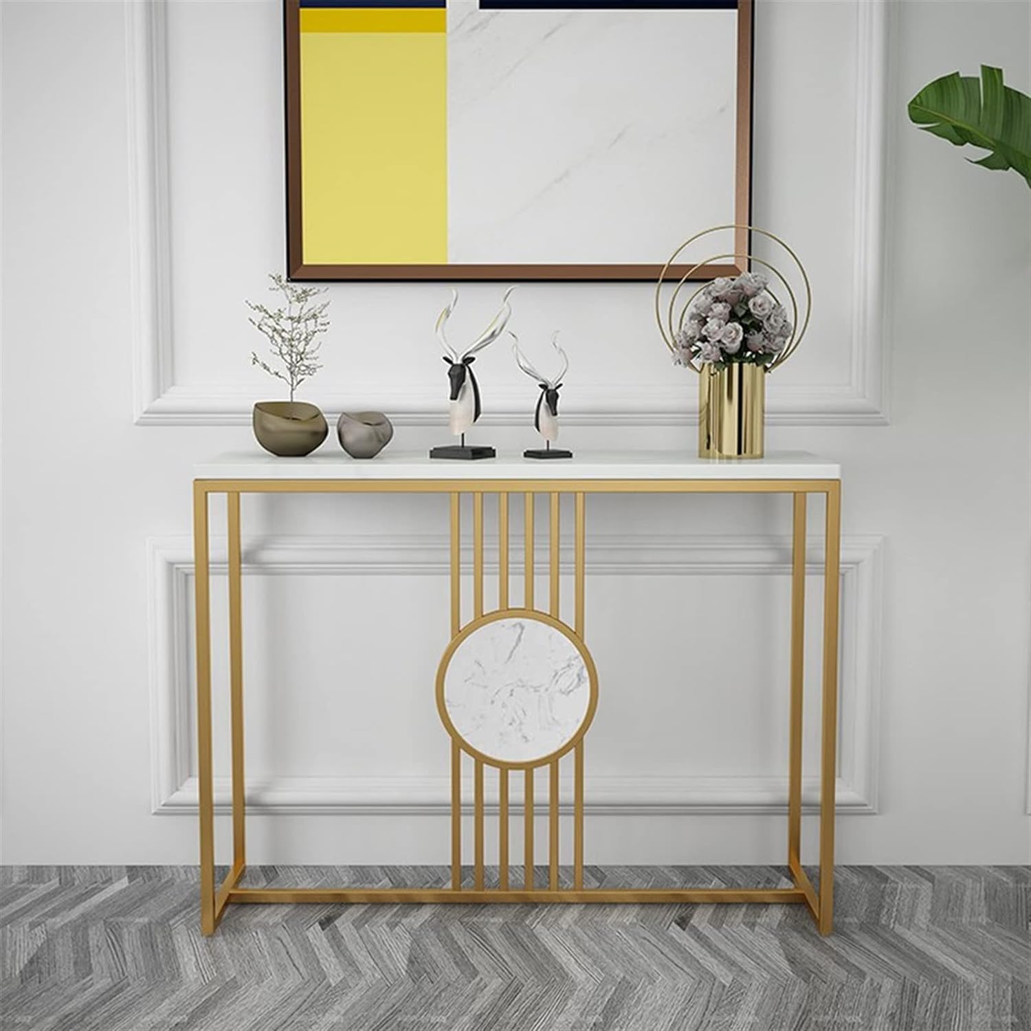Urban Loft Rectangular White Marble Console Table - Decor Smart