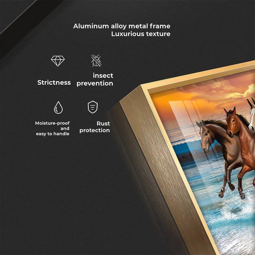 Vastu 7 Running Horses Art Premium Acrylic Floating Wall Painting - Decor Smart