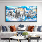Vastu Running Horses with Sunrise Premium Acrylic Floating Wall Painting - Decor Smart