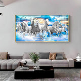 Vastu Running Horses with Sunrise Premium Acrylic Floating Wall Painting - Decor Smart