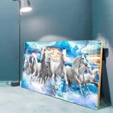 Vastu Running Horses with Sunrise Premium Acrylic Floating Wall Painting - Decor Smart