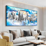 Vastu Running Horses with Sunrise Premium Acrylic Floating Wall Painting - Decor Smart