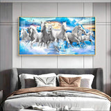Vastu Running Horses with Sunrise Premium Acrylic Floating Wall Painting - Decor Smart