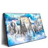 Vastu Running Horses with Sunrise Premium Acrylic Floating Wall Painting - Decor Smart