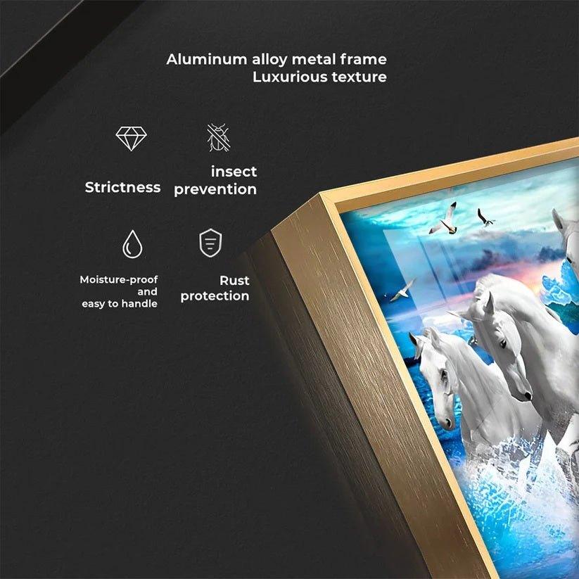 Vastu Running Horses with Sunrise Premium Acrylic Floating Wall Painting - Decor Smart