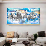 Vastu Running Horses with Sunrise Premium Acrylic Floating Wall Painting - Decor Smart