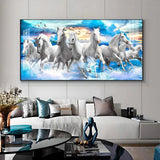 Vastu Running Horses with Sunrise Premium Acrylic Floating Wall Painting - Decor Smart