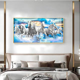 Vastu Running Horses with Sunrise Premium Acrylic Floating Wall Painting - Decor Smart