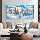Vastu Running Horses with Sunrise Premium Acrylic Floating Wall Painting - Decor Smart
