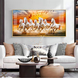 Vastu Seven Running Horses In Morning Premium Acrylic Floating Wall Painting - Decor Smart
