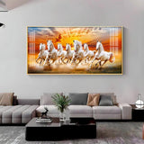 Vastu Seven Running Horses In Morning Premium Acrylic Floating Wall Painting - Decor Smart