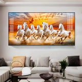 Vastu Seven Running Horses In Morning Premium Acrylic Floating Wall Painting - Decor Smart