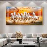 Vastu Seven Running Horses In Morning Premium Acrylic Floating Wall Painting - Decor Smart