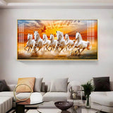 Vastu Seven Running Horses In Morning Premium Acrylic Floating Wall Painting - Decor Smart