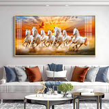 Vastu Seven Running Horses In Morning Premium Acrylic Floating Wall Painting - Decor Smart