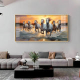 Vastu Seven Running Horses With Sunrise Premium Acrylic Floating Wall Painting - Decor Smart