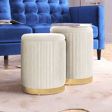 Velvet Round Storage Ottoman with Storage Set of 2 - Decor Smart