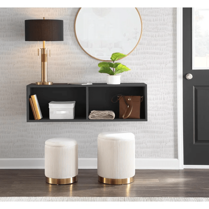 Velvet Round Storage Ottoman with Storage Set of 2 - Decor Smart