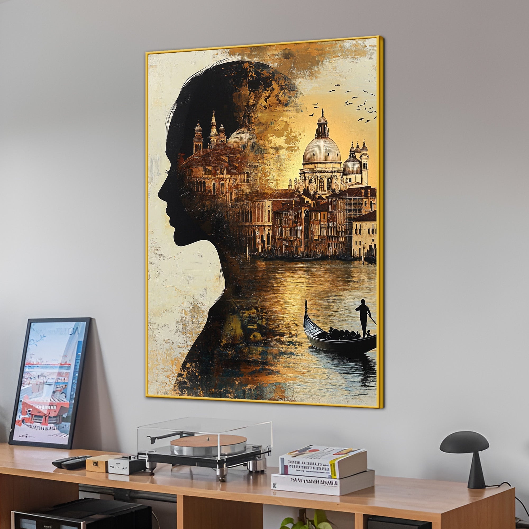 Venetian Dreams Cityscape Silhouette Cotton Canvas Wall Painting