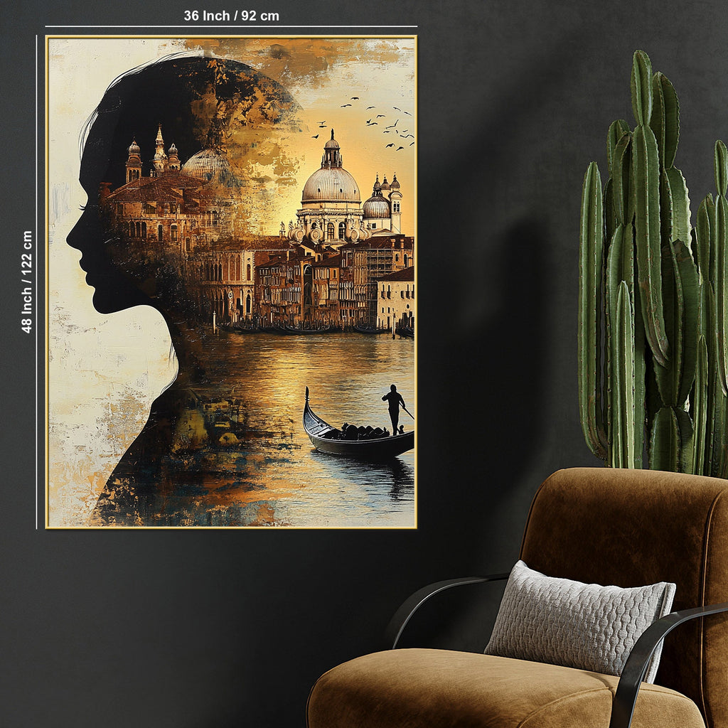 Venetian Dreams Cityscape Silhouette Cotton Canvas Wall Painting