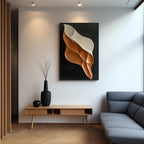 Vertical 3D Wall Art Panel with Flowing Tan and Cream Design