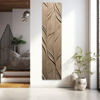 Vertical Botanical Relief Tall Leaf Texture 3D Wall Art Home Decor