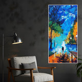 Vertical Wall Painting of Couple Walking in Night - Decor Smart